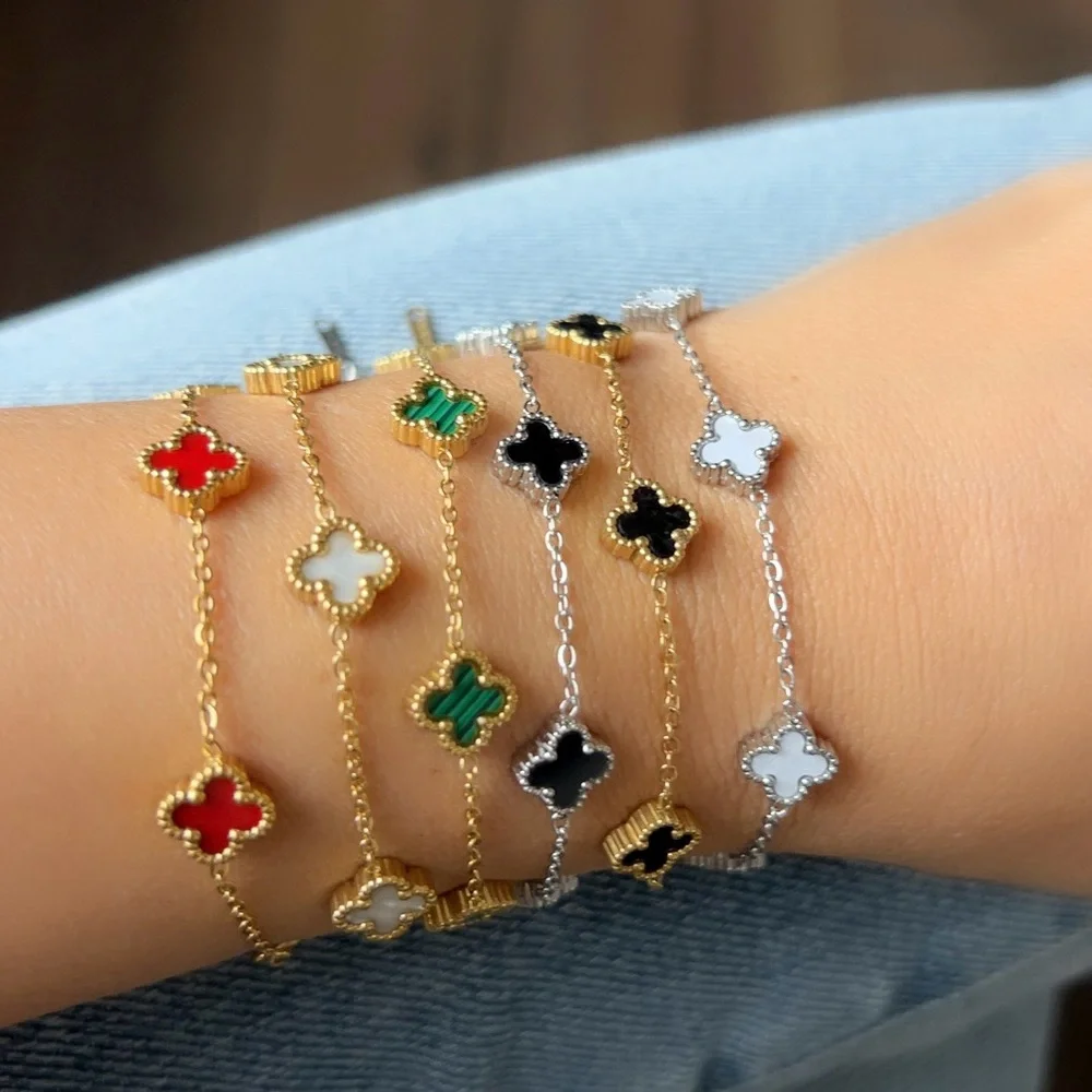 Marine Blue Petite Clover Bracelet Double Sided